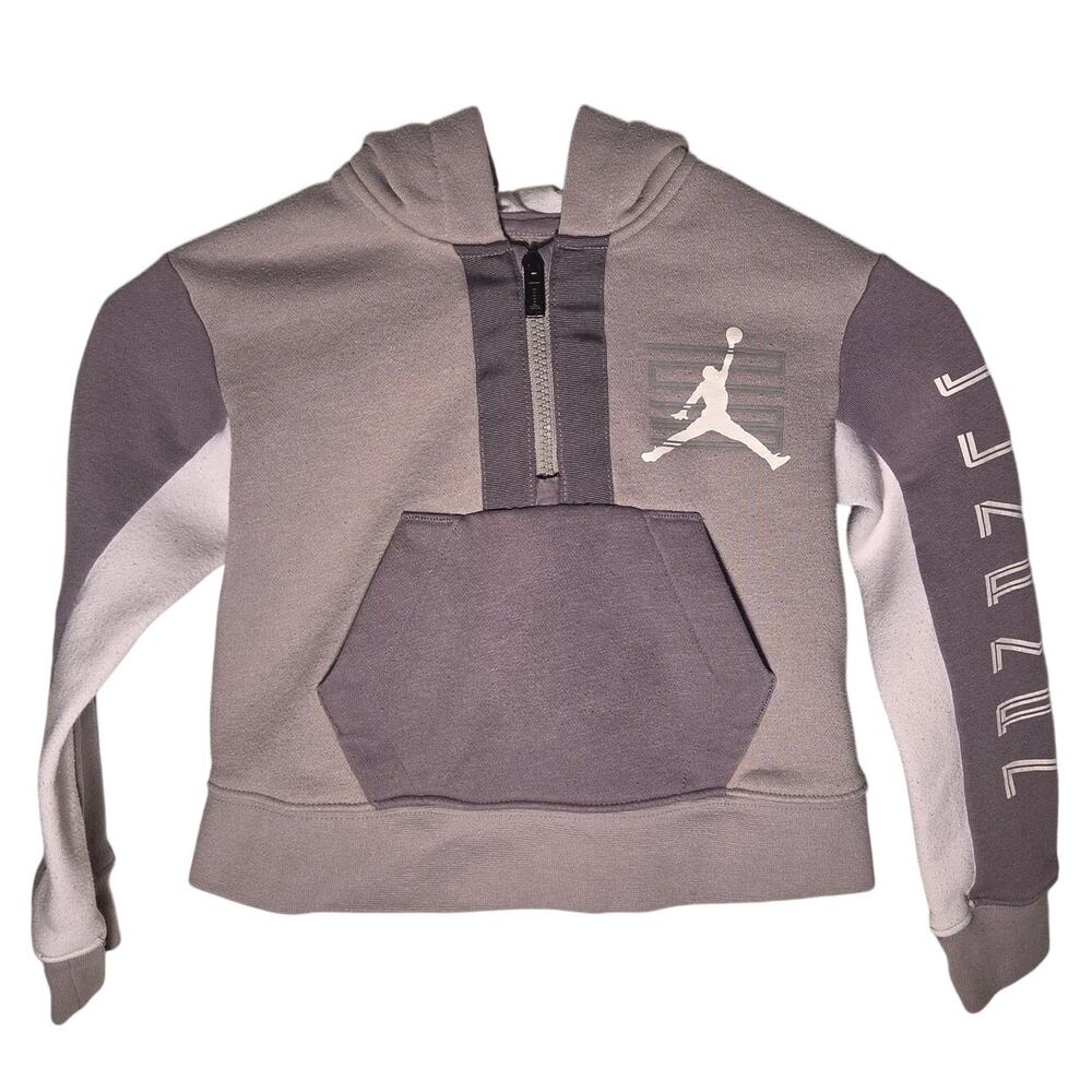 Small Jordan Grey White Quarter Zip Hoodie Kids 4-5 Years